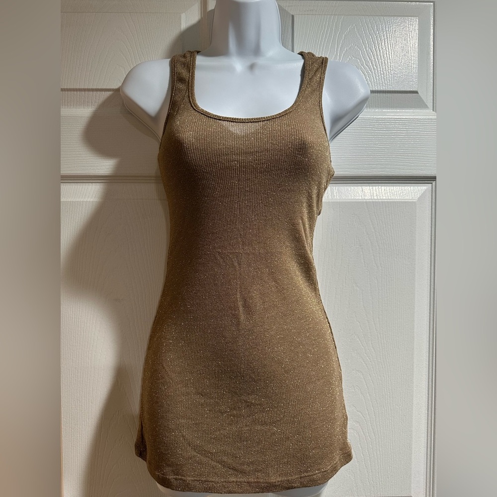 Arden B Gold Fitted Sleeveless Tank Top
